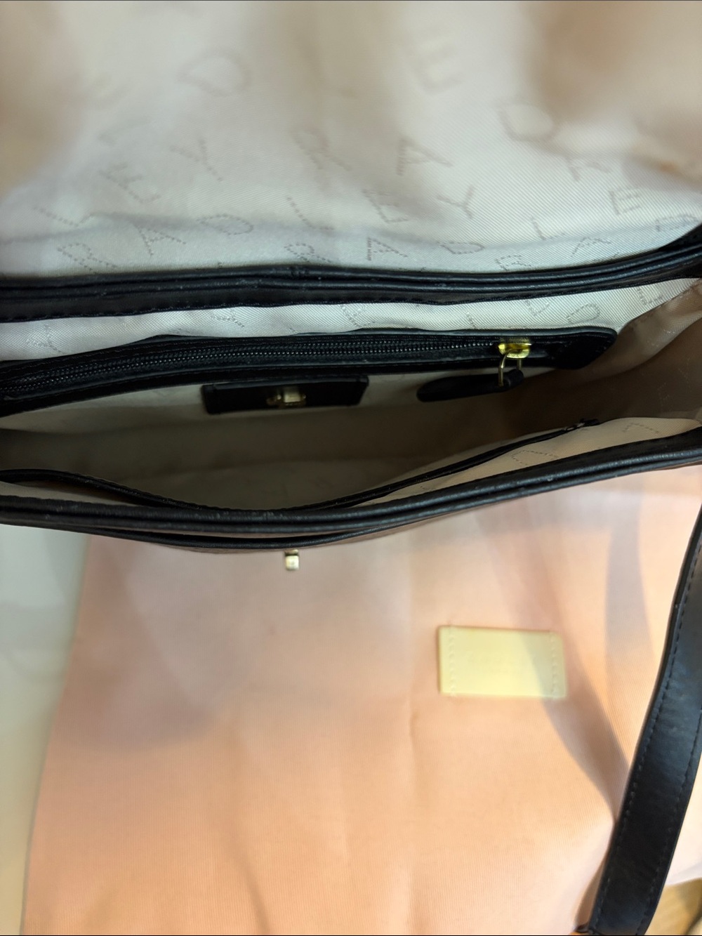 RADLEY LONDON Black Leather Crossbody with Cream Floral Cutouts and Gold Lock - Picture 10 of 16